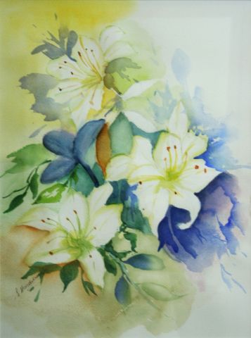 bouquet de lys - Peinture - mandelaire