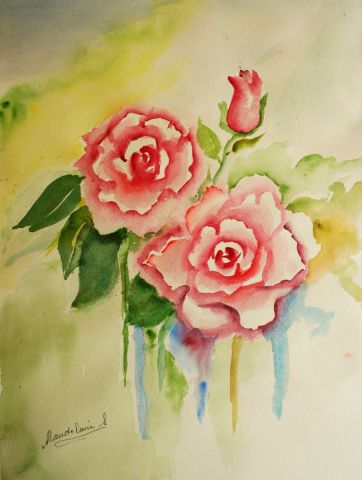 roses epanouies - Peinture - mandelaire