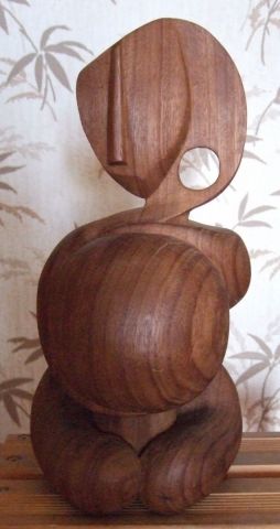Homme assis a la lune - Sculpture - michka