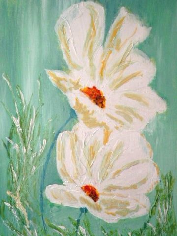 L'artiste florence - Grandes fleurs peintes sur toile en relief