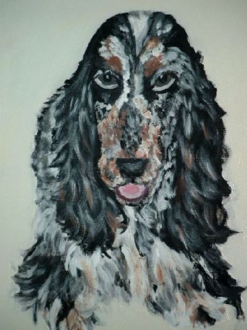 L'artiste florence - peinture chien Cocker tricolore