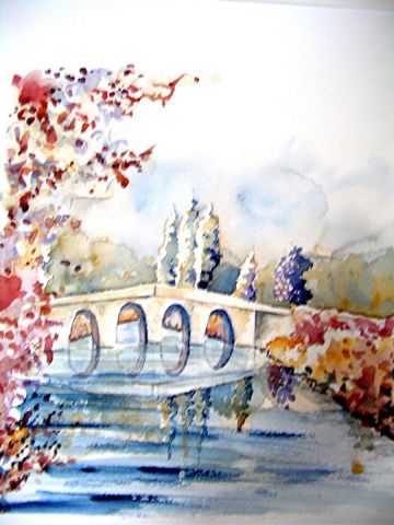 Le pont de Cabreret - Peinture - marie-claire baray