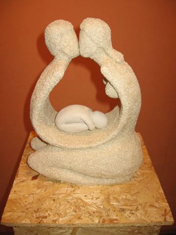 UN COUPLE  UN BAISER  UN ENFANTBis - Sculpture - bianno