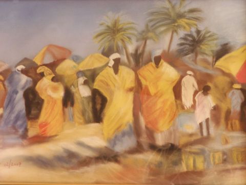 marche en Afrique - Peinture - Gina MORO-MOUETTE
