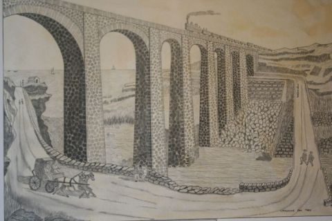 L'artiste patauger - le pont de la voie ferree