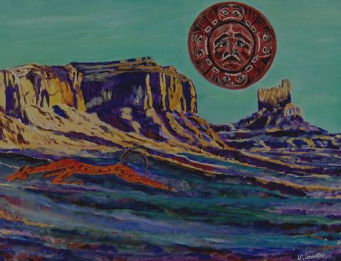 Le cheval rouge Arizona - Peinture - nicole