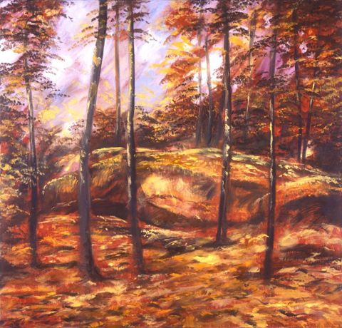 Foret avec rocher - Peinture - FRANCIS KELLER