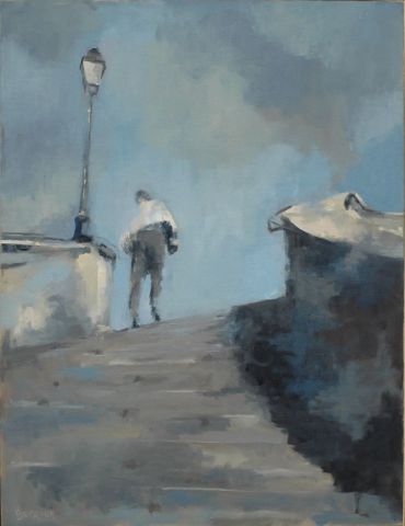 Paris escalier - Peinture - Charles DUCROUX