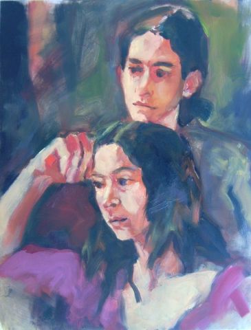 Jeune couple - Peinture - Karine Lemoine