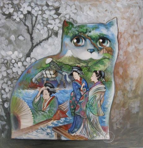 chat Japonais - Peinture - OXANA ZAIKA