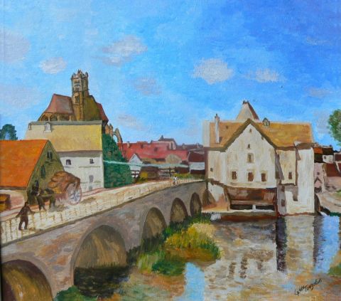 Le pont de Moret - Peinture - Lyzy