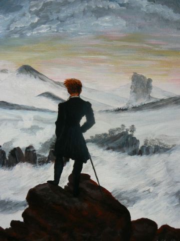 Le voyageur contemplant une mer de nuages - Peinture - Lyzy