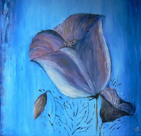Fleur bleue 2 - Peinture - Lyzy