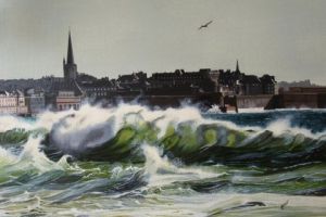 Peinture de Jocelyn Forveille: St Malo sous la houle