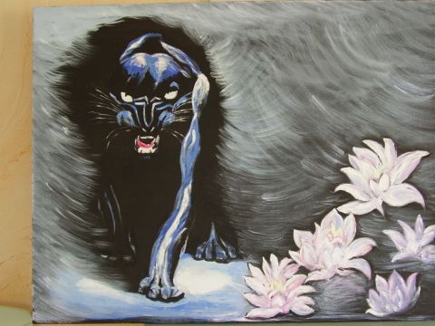 L'artiste minou - panthere bleue