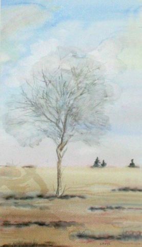 l'arbre solitaire - Peinture - Lambert Thys