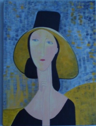 la dame au chapeau - Peinture - adora37