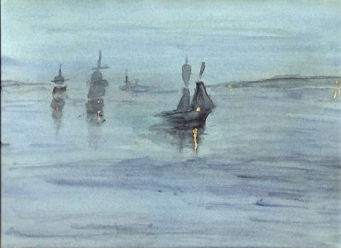 Nocturne  la mer silencieuse - Peinture - Denis DUPON