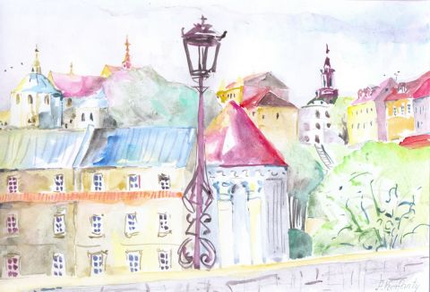 Lublin - une vue dancienne ville - Peinture - Korfano Art