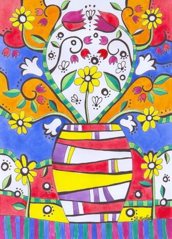 Les tulips de folklore - Peinture - Korfano Art