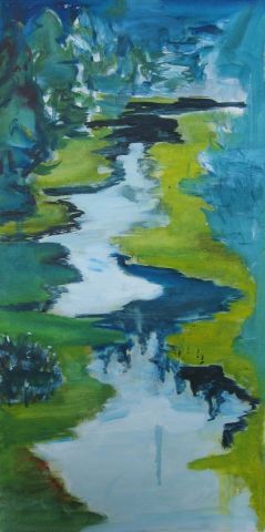 une riviere tranquille - Peinture - Sylvie Vergnaud Perron