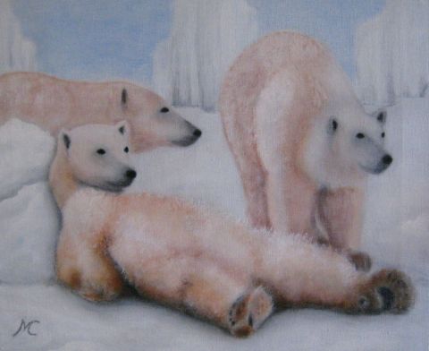 ours blancs - Peinture - Marie-Christine COTTAREL  