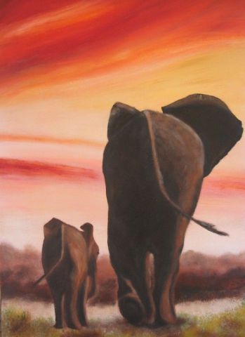elephants - Peinture - Marie-Christine COTTAREL  
