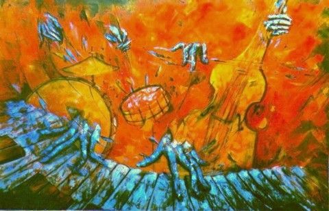 instruments de musique a la contrebasse - Peinture - NEIMA