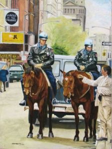 Voir cette oeuvre de Jean-Louis BARTHELEMY: Policiers a cheval NYC