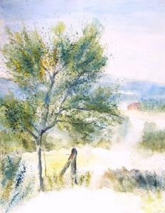 Peinture de jean-luc Marcelli: arbre dans le pre