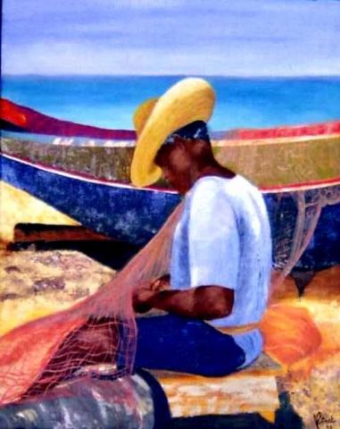 L'artiste Veronique Rond Frenot - Pecheur en Martinique