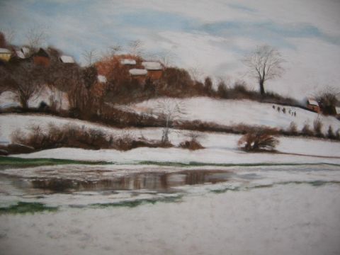 Gerberoy en hiver - Peinture - sabine