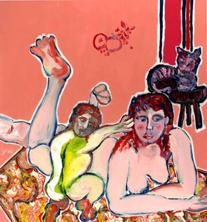 Maternite au tapis rouge - Peinture - Francis DENIS