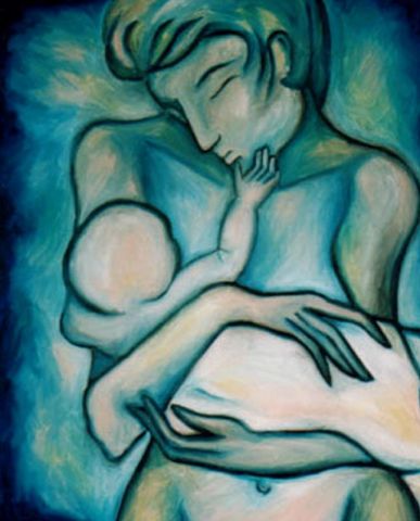 Femme a l'enfant - Peinture - Lise FAIVRE