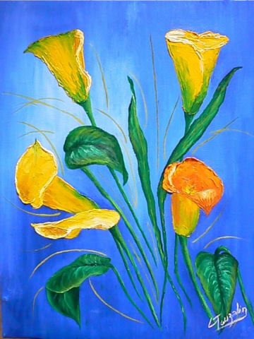 Arums jaunes - Peinture - Lyzy