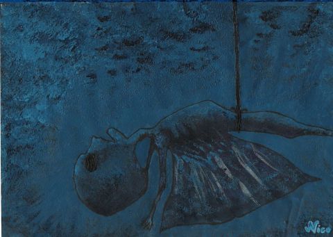 alien aux ailes argentees - Peinture - tazmaniko