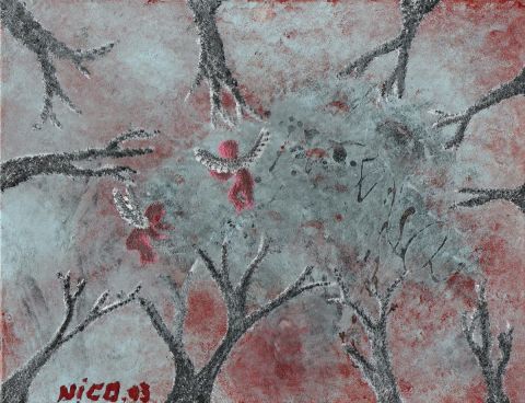 arbres  angelots - Peinture - tazmaniko