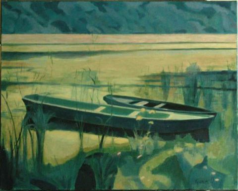  la barque  dans le silence - Peinture - gregorieff jean