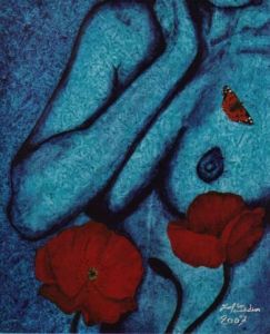 Peinture de JOEL DIDIER: BUTTERFLY OF DAY AND BLUE LADY