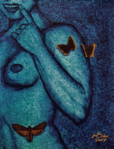 SPHINX ON THE BLUE LADY - Peinture - JOEL DIDIER