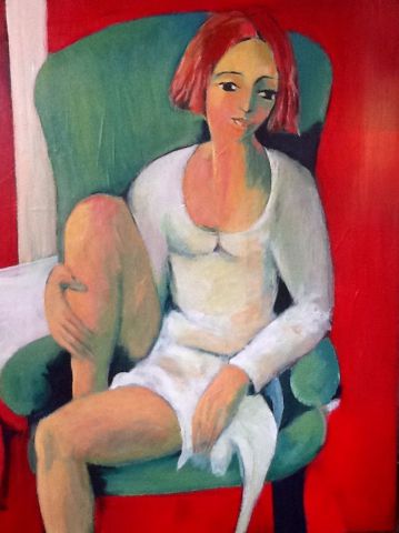 Femme au fauteuil vert - Peinture - L'atelier de Marlene Toutain 