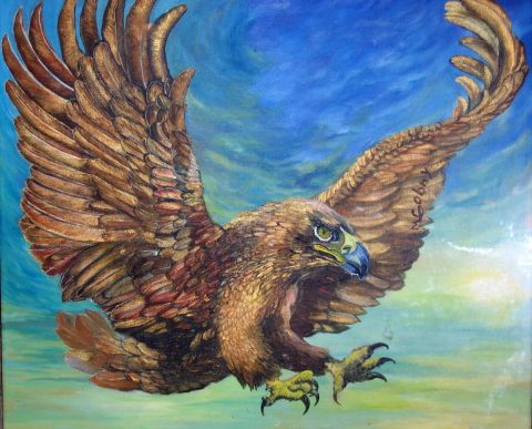 Aigle en vol - Peinture - MLG