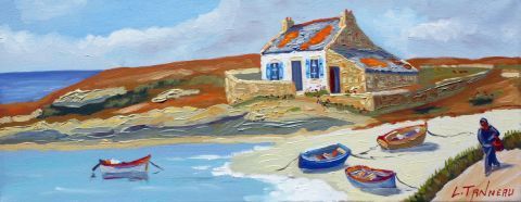 maison de pecheur en bigoudenie - Peinture - lucien tanneau