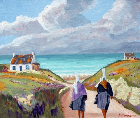 les deux bigoudennes - Peinture - lucien tanneau