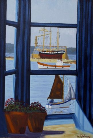 un regard par la fenetre a camaret - Peinture - lucien tanneau