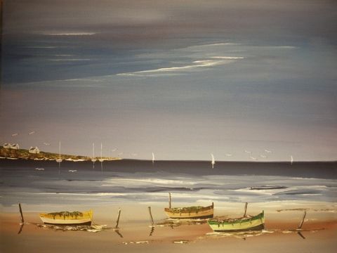 3 BARQUES DE PECHEURS - Peinture - J-PAUL TAILLANDIER