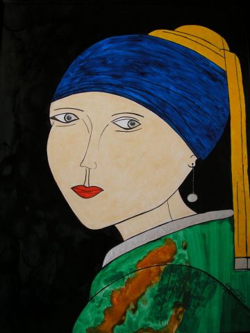MA JEUNE FILLE A LA PERLE - Peinture - GHIS