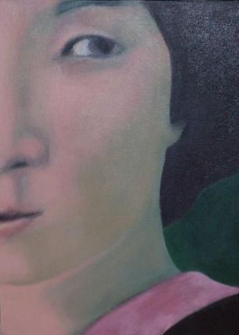 Pink and Green Geisha - Peinture - Angela Carr