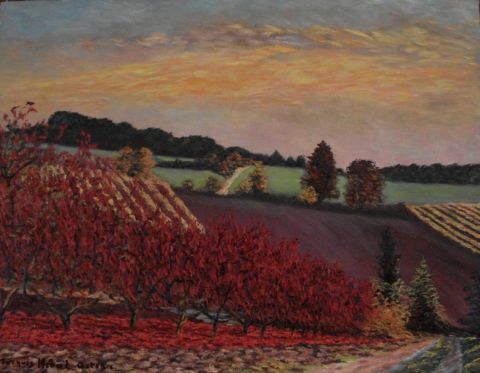Pechers dans le soir d'automne - Peinture - Jacques Hebert