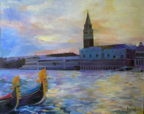 L'artiste Mario BAROCAS - aube a Venise